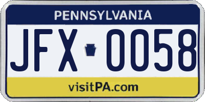 PA license plate JFX0058