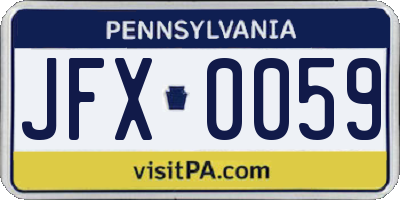 PA license plate JFX0059