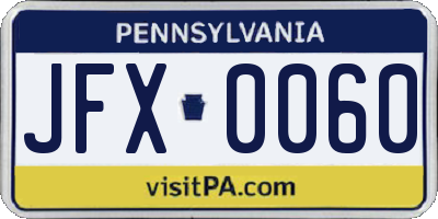 PA license plate JFX0060