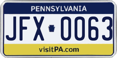 PA license plate JFX0063