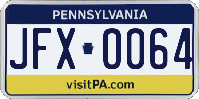 PA license plate JFX0064
