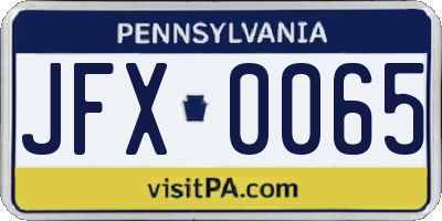 PA license plate JFX0065