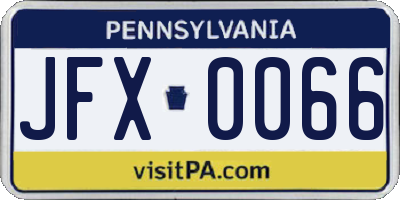 PA license plate JFX0066