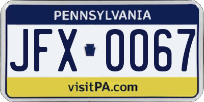 PA license plate JFX0067