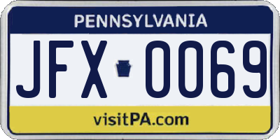 PA license plate JFX0069