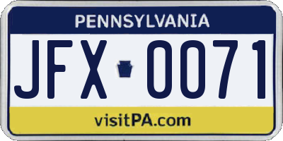 PA license plate JFX0071