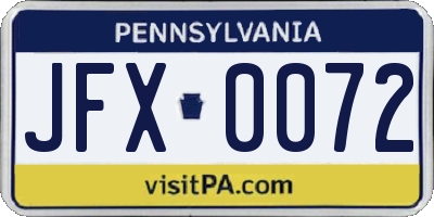 PA license plate JFX0072
