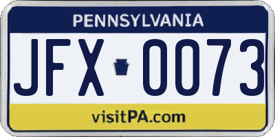 PA license plate JFX0073