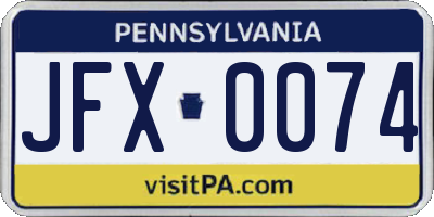 PA license plate JFX0074