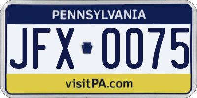 PA license plate JFX0075