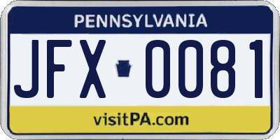 PA license plate JFX0081