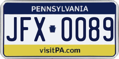 PA license plate JFX0089