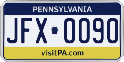 PA license plate JFX0090