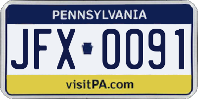 PA license plate JFX0091