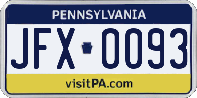 PA license plate JFX0093