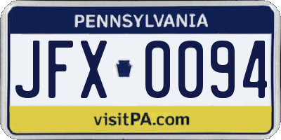 PA license plate JFX0094