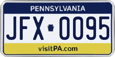 PA license plate JFX0095