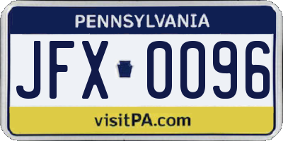 PA license plate JFX0096