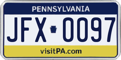 PA license plate JFX0097