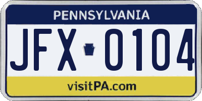 PA license plate JFX0104