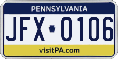 PA license plate JFX0106