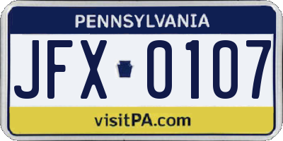 PA license plate JFX0107