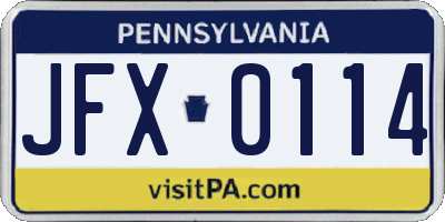 PA license plate JFX0114