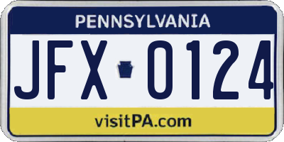 PA license plate JFX0124