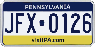 PA license plate JFX0126