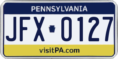 PA license plate JFX0127