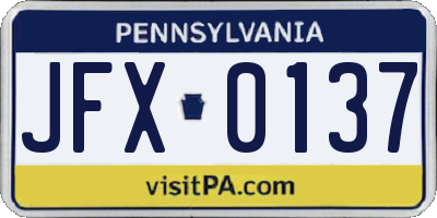 PA license plate JFX0137