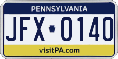PA license plate JFX0140