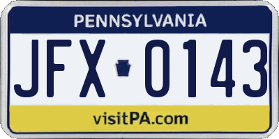 PA license plate JFX0143