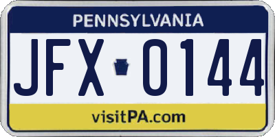 PA license plate JFX0144