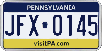 PA license plate JFX0145