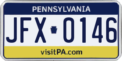 PA license plate JFX0146