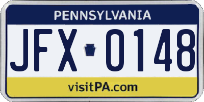 PA license plate JFX0148