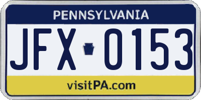 PA license plate JFX0153