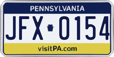 PA license plate JFX0154