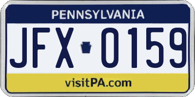 PA license plate JFX0159