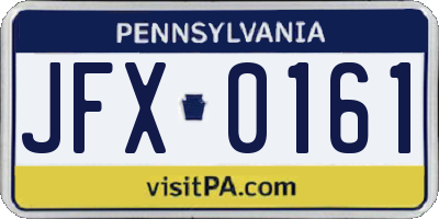 PA license plate JFX0161