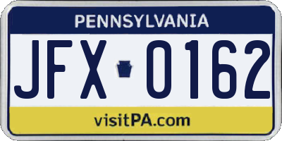 PA license plate JFX0162