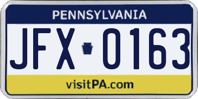 PA license plate JFX0163