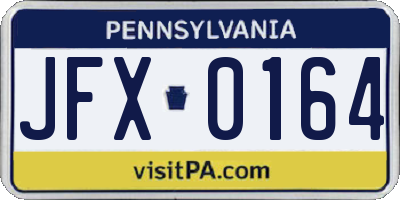 PA license plate JFX0164