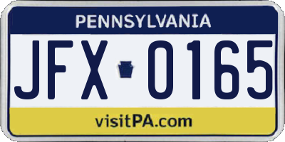PA license plate JFX0165