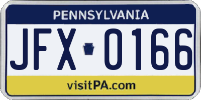 PA license plate JFX0166