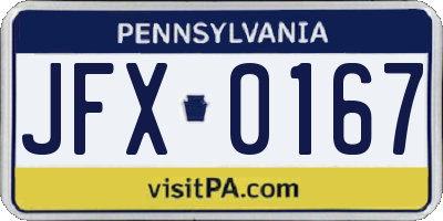 PA license plate JFX0167