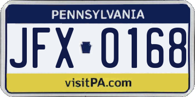 PA license plate JFX0168