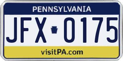 PA license plate JFX0175