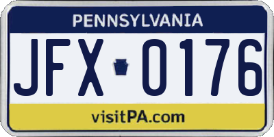 PA license plate JFX0176